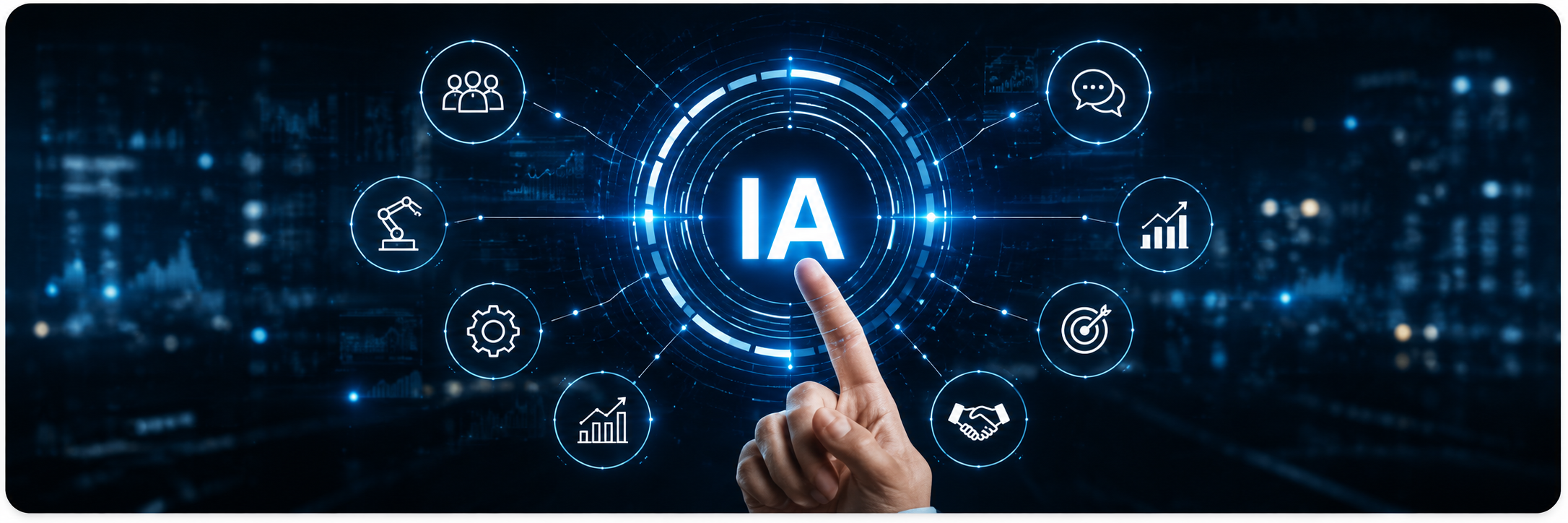Interface tecnológica de IA aplicada a resultados empresariais